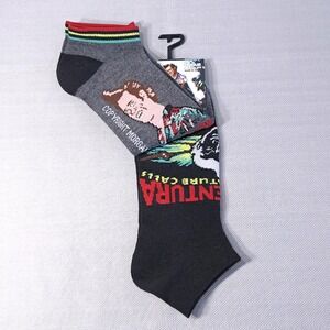 2 Pair‎ One Size Ace Ventura Ankle Socks Black/Gray Shoe Size 7-12